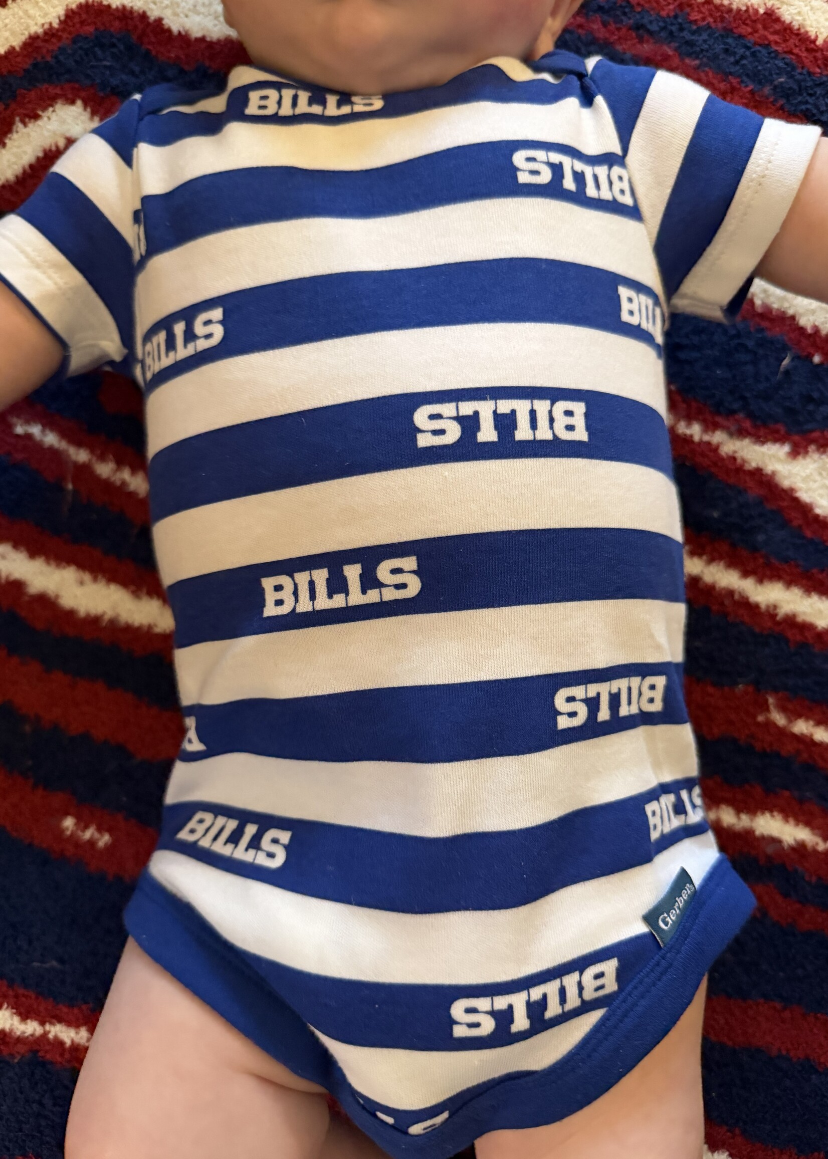 BUFFALO BILLS BLUE STRIPED ONESIE 3-6mo
