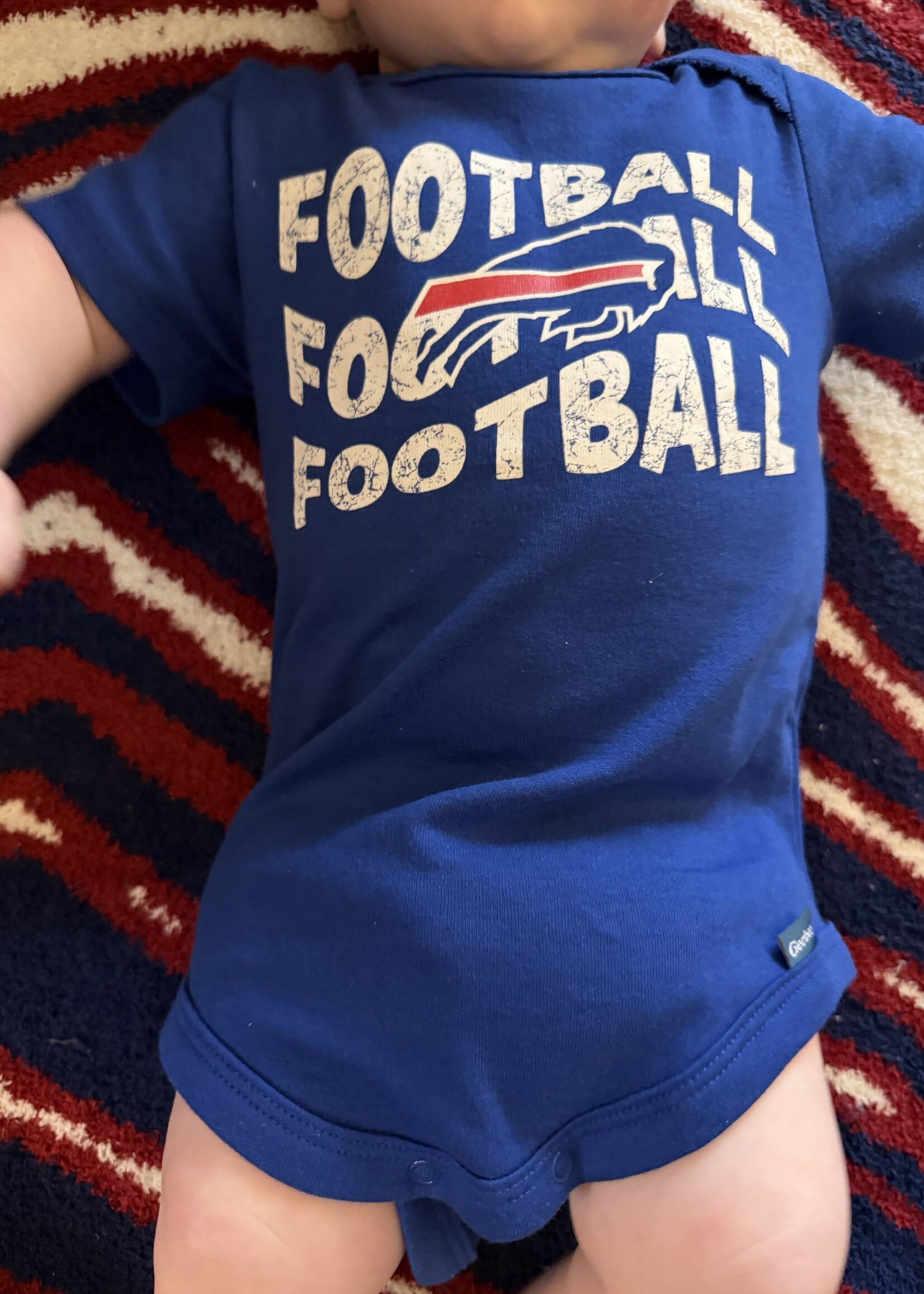 BUFFALO BILLS  "FOOTBALL x 3" ONESIE 18mo