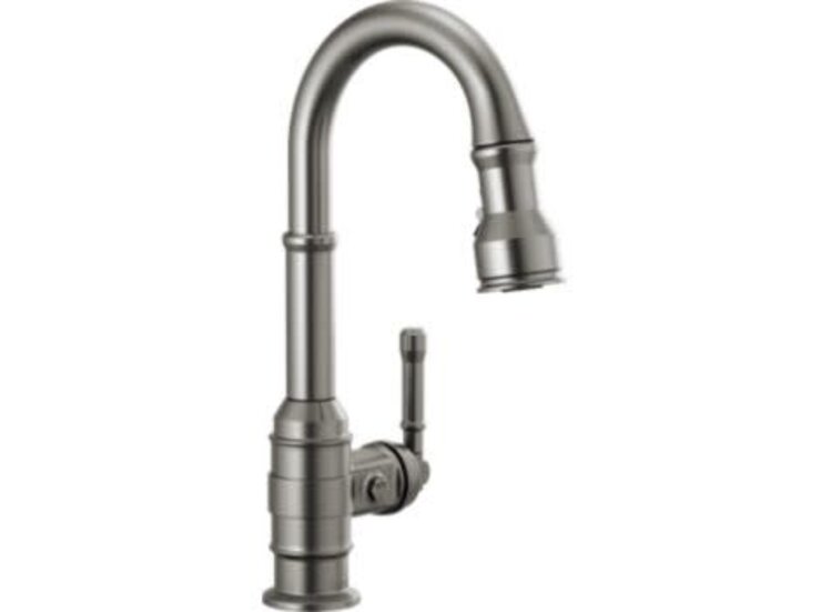 Delta Broderick Pull-Down Bar Faucet- Black Stainless