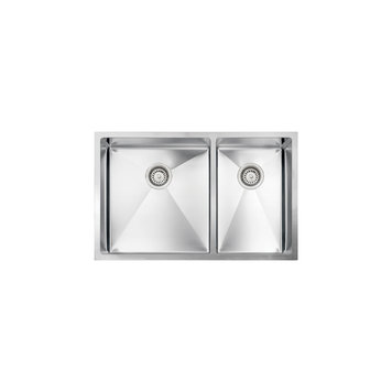 Vogt Ternitz 18R Undermount Kitchen Sink Double Bowl (60/40) 30" x 18" x 10" With Bottom Grids