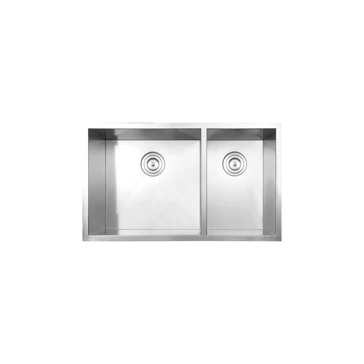 Vogt Villach 16Z Undermount Kitchen Sink Double Bowl (60/40) 32" x 18" x 10" With Bottom Grates