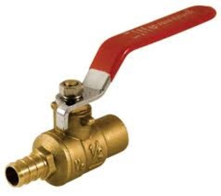 1/2" Pex x Copper Brass Ball Valve
