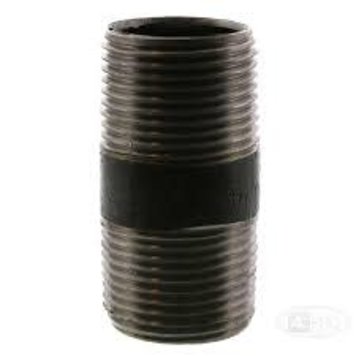 1" Black Iron Nipple x 2"