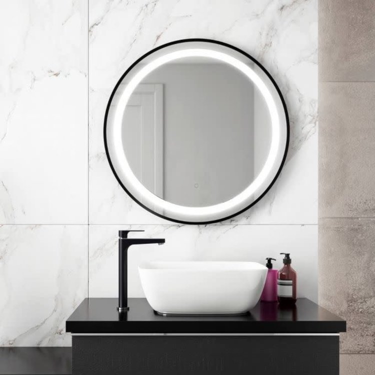Kalia Kalia Effect LED Black Round Collection 30" Mirror