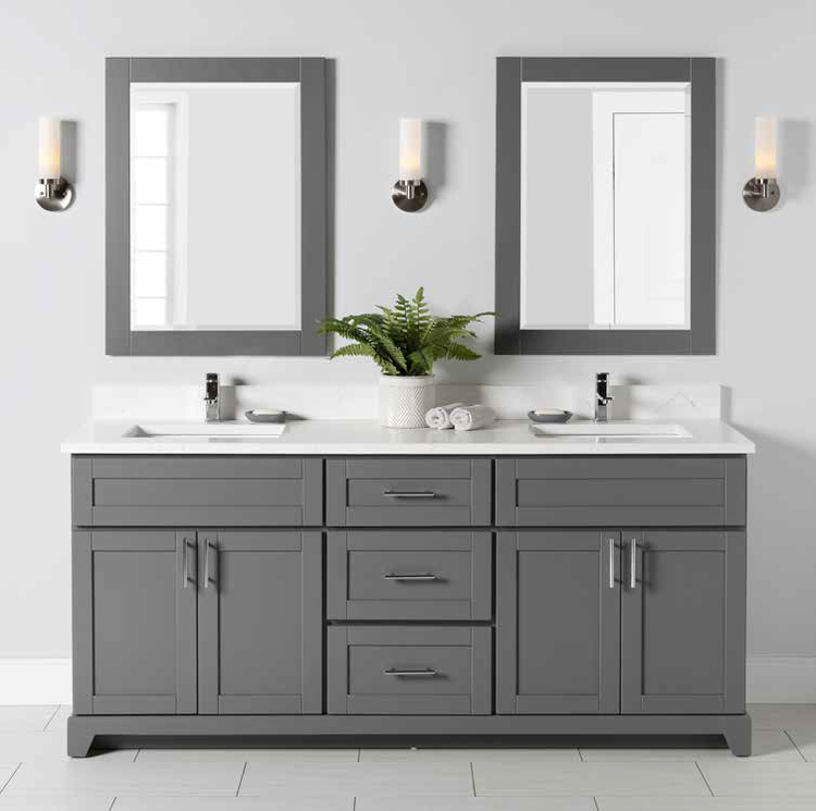 Stonewood Stonewood Premium Standard Depth 60" Double Bowl Vanity, Top and Sink
