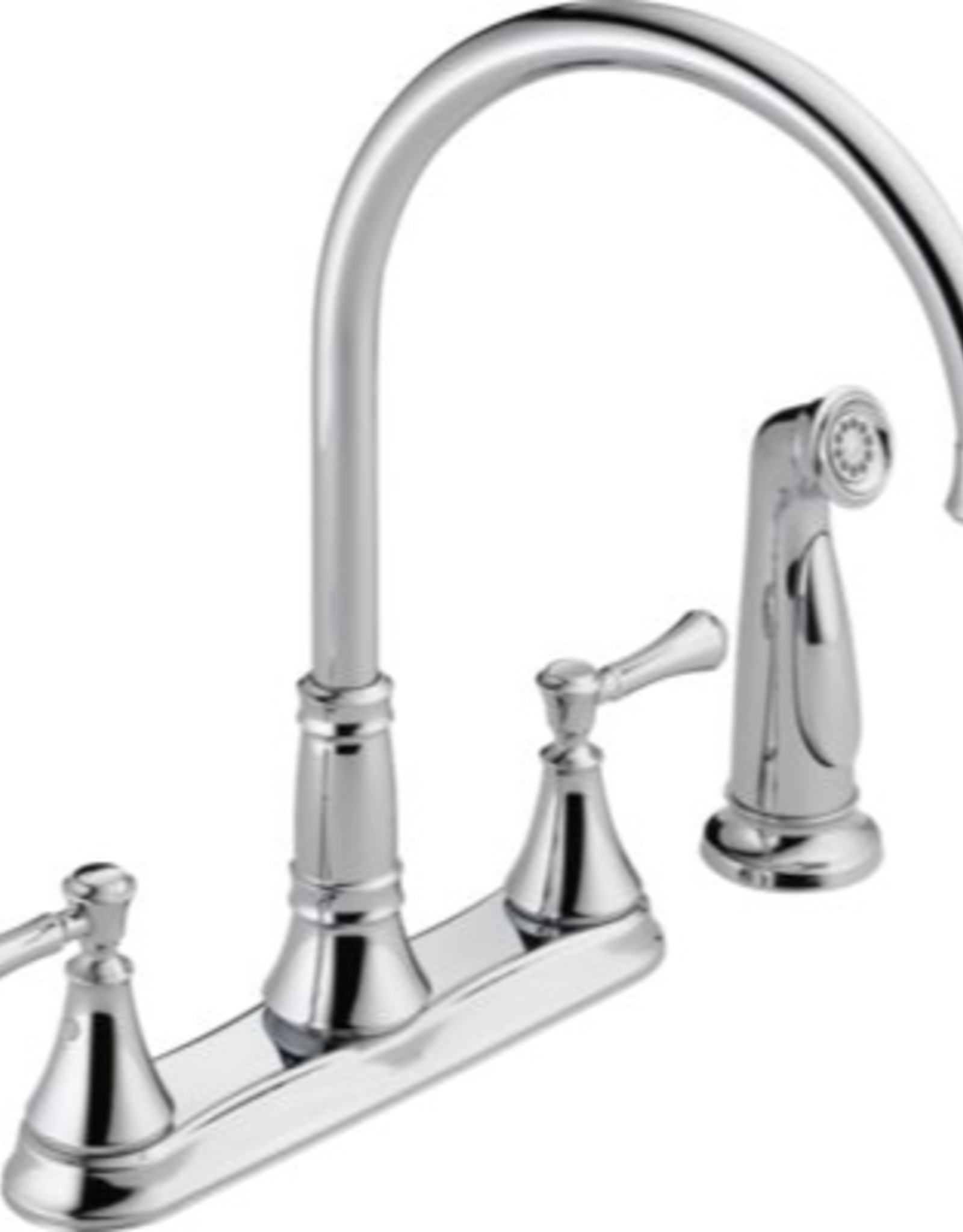 Delta Delta Cassidy 2 Handle Kitchen Faucet W Side Spray Chrome Ck Tubs And Taps