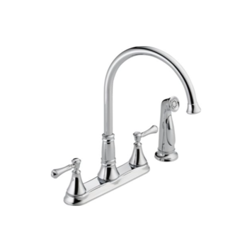 Delta Cassidy 2-Handle Kitchen Faucet w/ Side Spray- Chrome