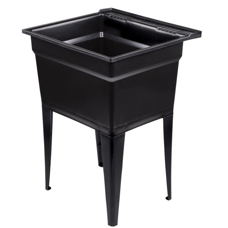 Black Freestanding Poly Laundry Tub Classic 24"