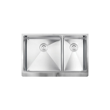 Vogt Polten Doppelt 16R Apron Front Kitchen Sink Double Bowl (60/40) 32 ⅞" x 20 ¾" x 10" With Bottom Grids