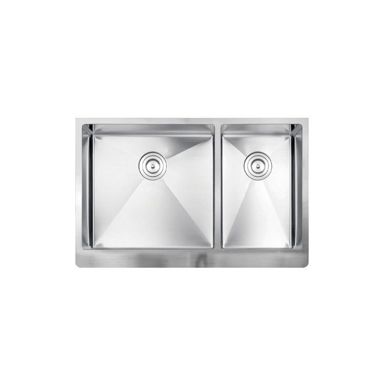Vogt Polten Doppelt 16R Apron Front Kitchen Sink Double Bowl (60/40) 32 ⅞" x 20 ¾" x 10" With Bottom Grids