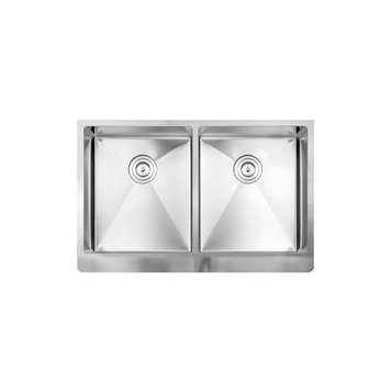 Vogt Klagenfurt 16R Apron Front Kitchen Sink Double Bowl (50/50) 32 ⅞" x 19 1/2 " x 10" With Bottom Grates