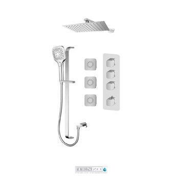 Tenzo Tenzo Quantum Chrome Thermostatic Shower Kit w Rain/Hand/Body Jets