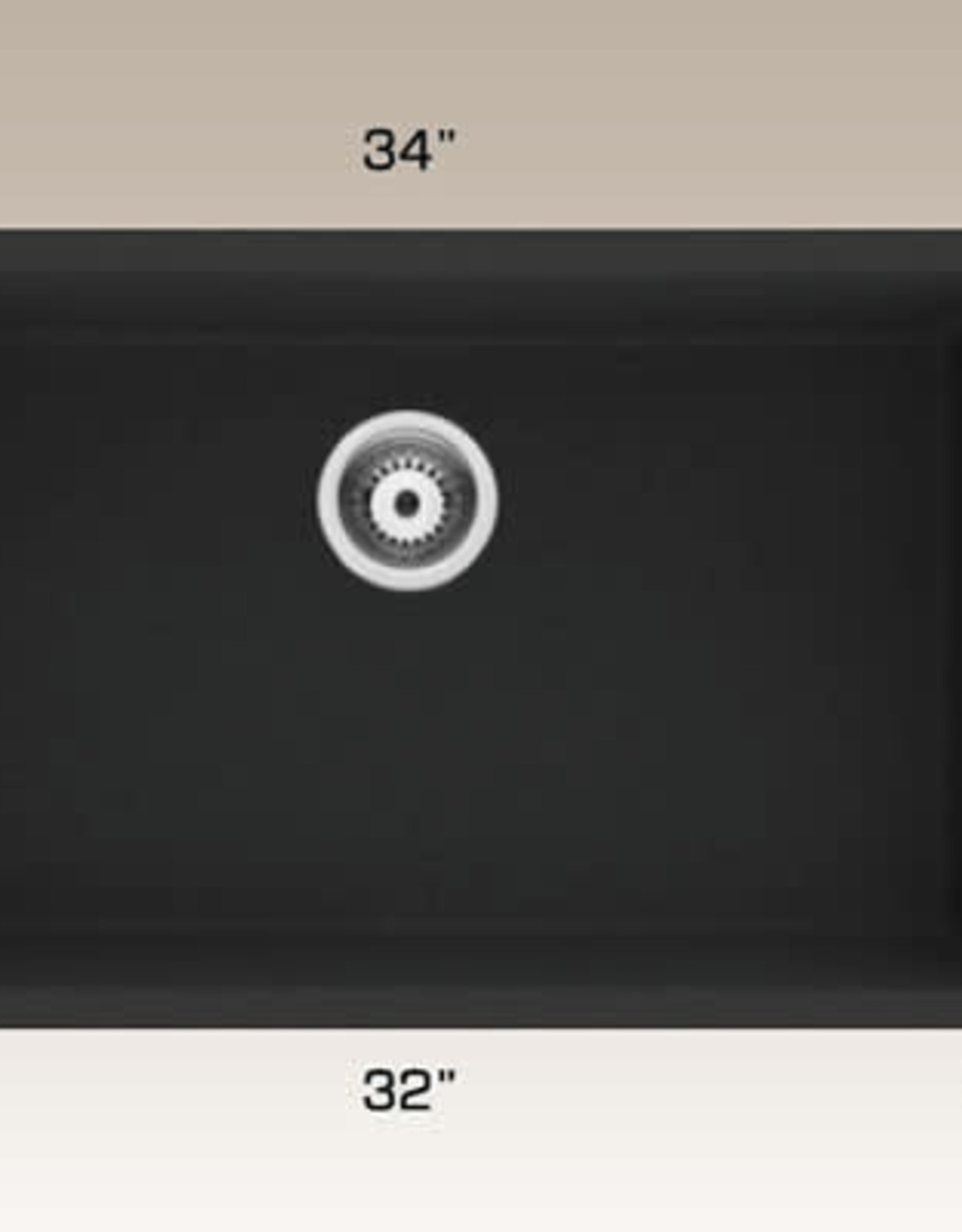 Bosco Bosco 34" x18" Black Granite Undermount Single Bowl Kitchen Sink Ck Tubs and Taps