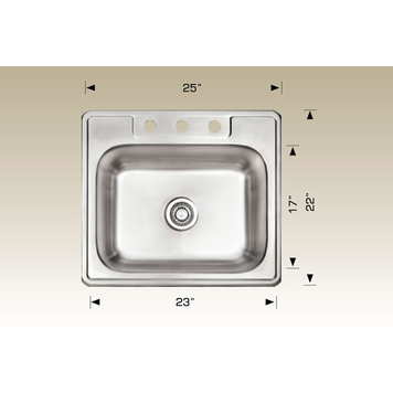 Bosco Bosco 25"x22"x9" Single Bowl Stainless Steel Drop-In Kitchen Sink