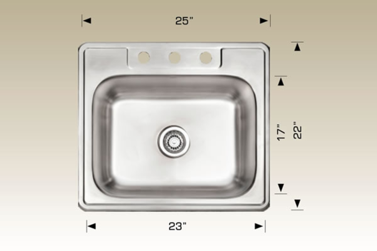 Bosco Bosco 25"x22"x9" Single Bowl Stainless Steel Drop-In Kitchen Sink