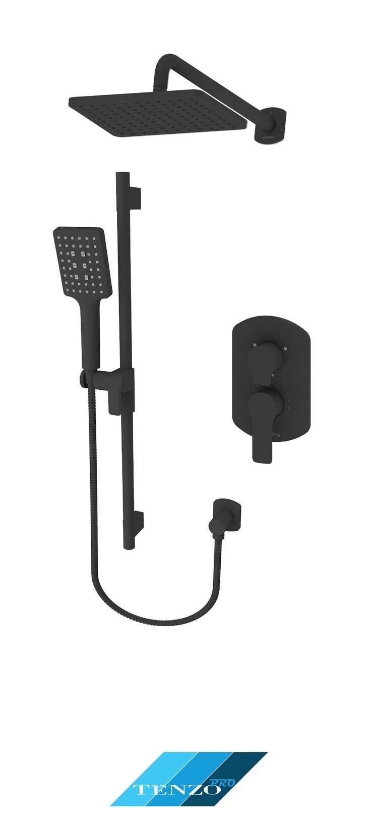 Tenzo Tenzo Pro Galia Square Rainhead/Handshower Kit