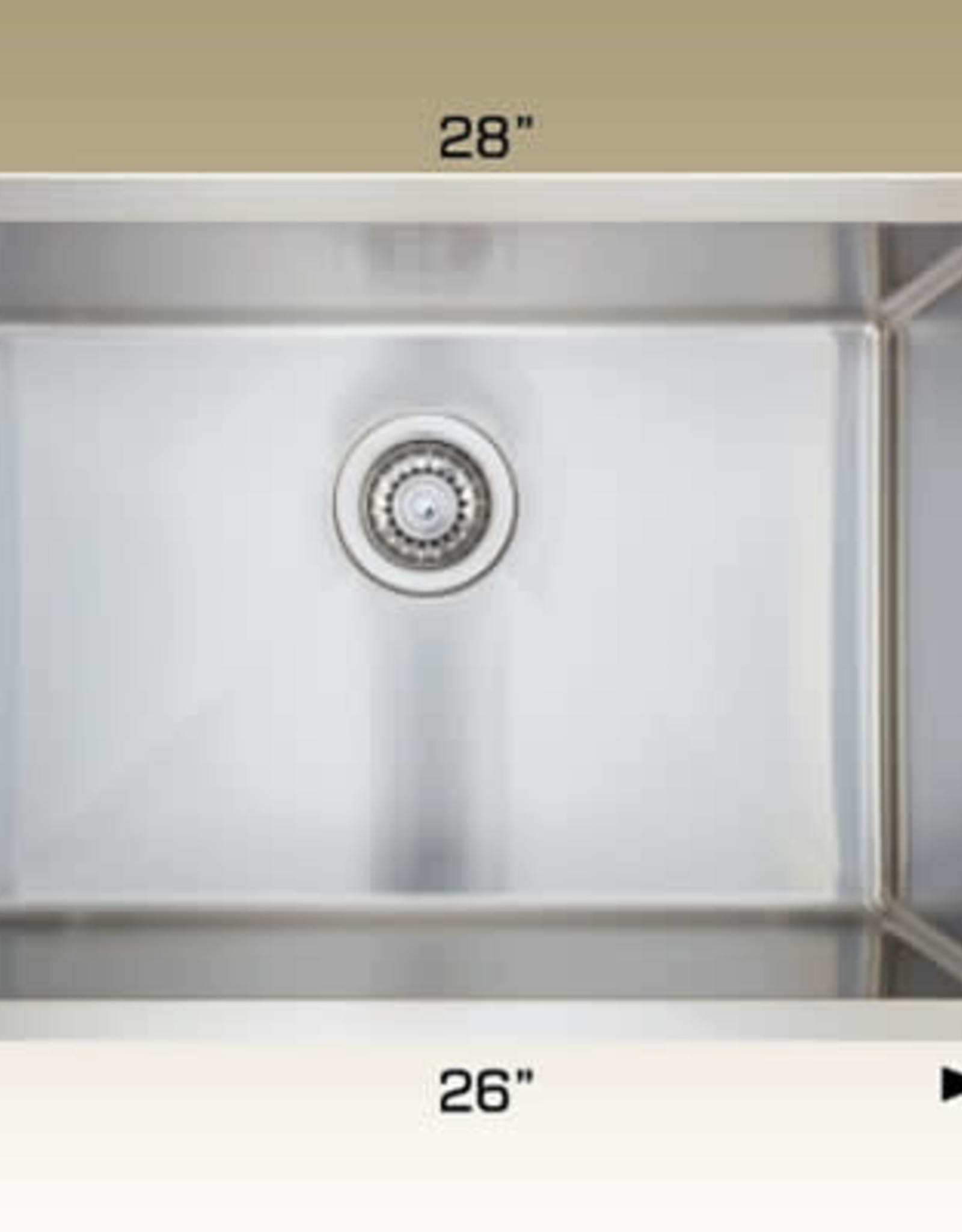 Bosco Bosco 208048 Undermount Stainless Steel Single Bowl Kitchen Sink- 28" x 18" x 9"