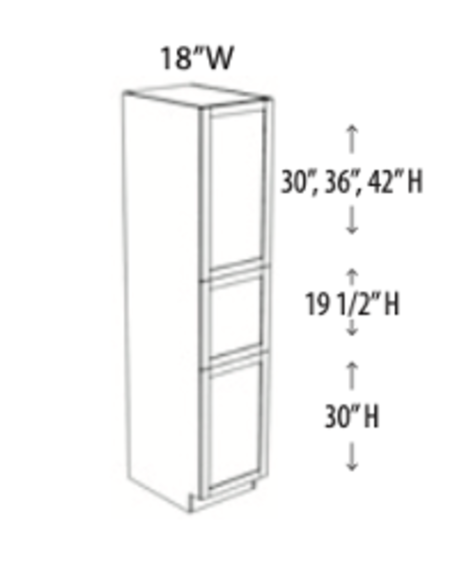 Classic Brand Cabinetry PANTRY CABINET - 3 WOOD DOORS  - 2 SHELVES