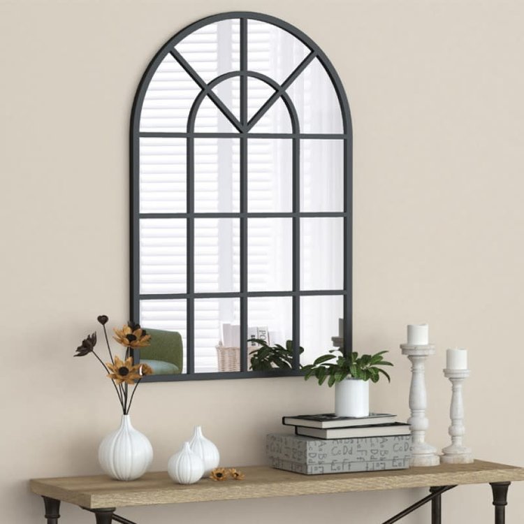 Bain Signature Bain Signature Messina Window Pane Arched Mirror- Matte Black