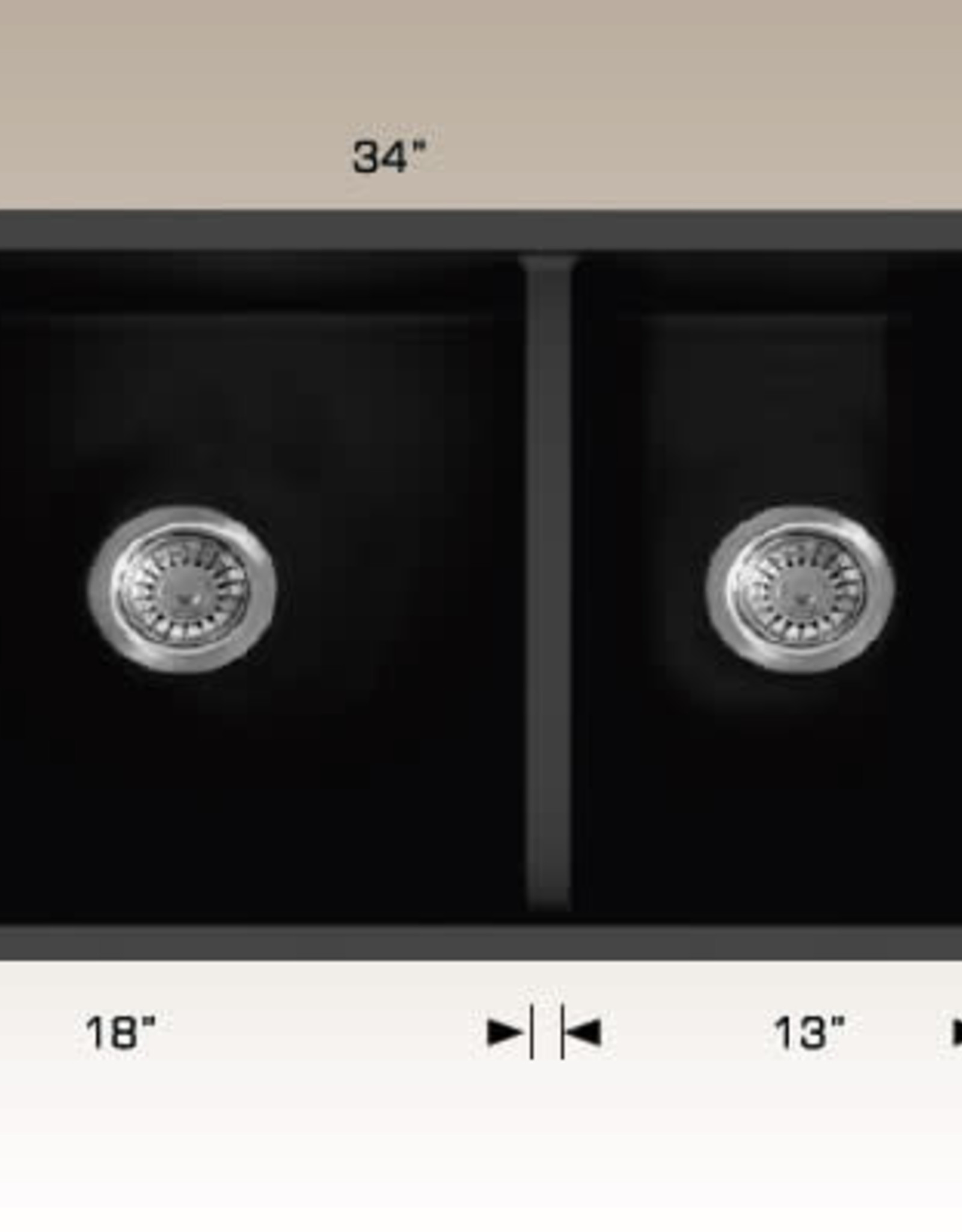 Bosco Bosco Double Granite Undermount Sink 34" x 18" 1 3/4 Bowl Ck Tubs and Taps