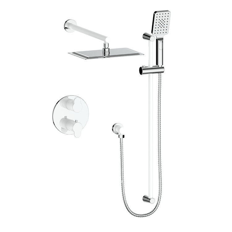 Vogt Vogt Lusten 2-Way Thermostatic Balanced Shower System- Handheld With Rainhead Chrome Ceiling