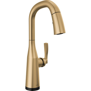 Delta Stryke Single Handle Pull Down Bar/Prep Faucet with Touch 2O- Champagne Bronze