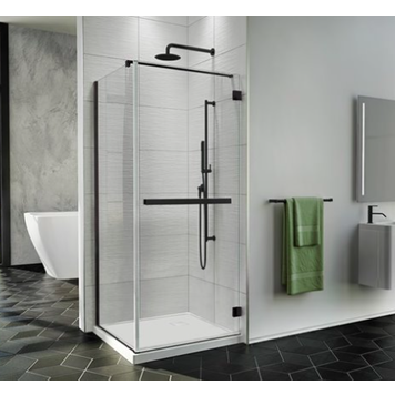 Fleurco Fleurco Pura 32" Corner Shower Door Matte Black/Clear
