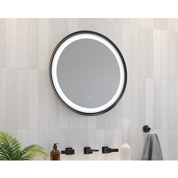Fleurco Fleurco Solis Round Matte Black LED Mirror 36"