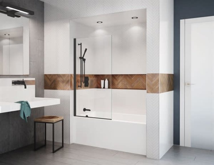 Fleurco Fleurco Station Tub Panel Matte Black/Clear