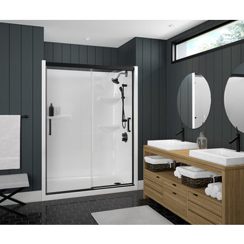 Maax Maax Incognito 74 51-54 x 74 in. 8mm Sliding Shower Door for Alcove Installation with Clear glass in Matte Black