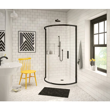 Maax Maax Radia 36" Corner Round Glass Door Matte Black/Clear