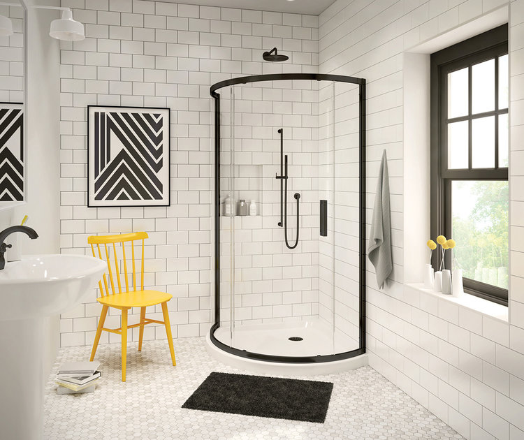 Maax Maax Radia 36" Corner Round Glass Door Matte Black/Clear