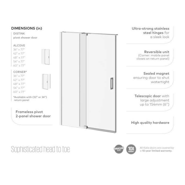 Kalia Kalia Distink 48" Pivot Door Chrome/Clear