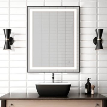 Kalia Kalia Effect Black Rectangle Mirror 38" x 30" LED Mirror