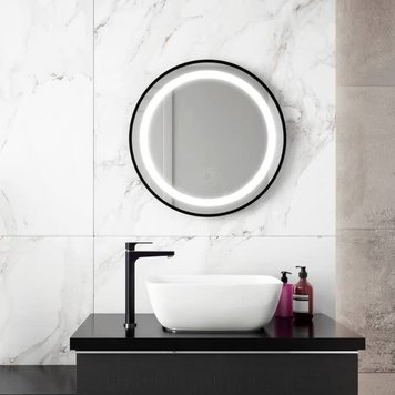 Kalia Kalia Effect LED Black Round Collection 24" Mirror