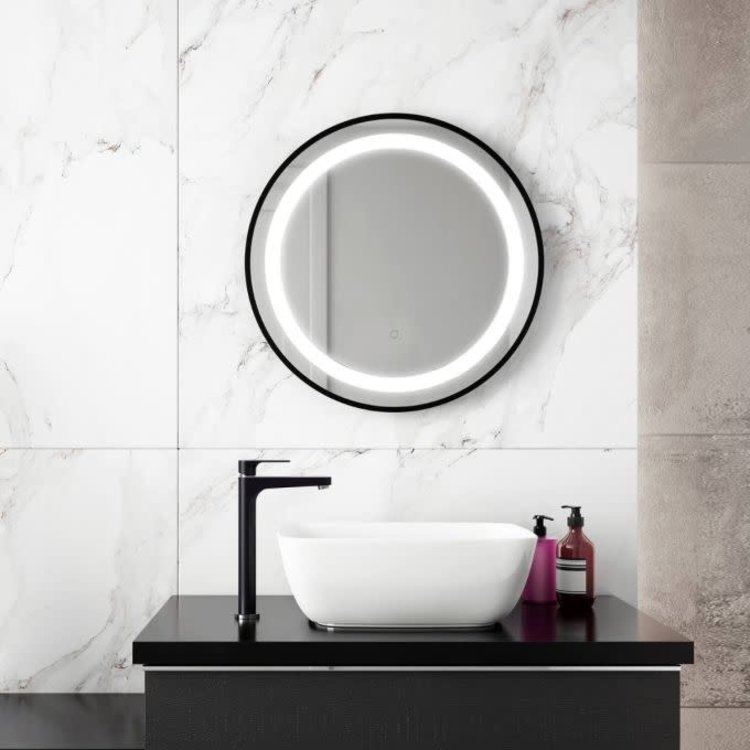 Kalia Kalia Effect LED Black Round Collection 24" Mirror