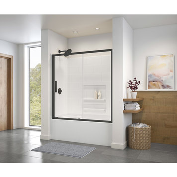 Maax Maax Connect 57-58 1/2" x 57 in. 6mm Sliding Tub Door- Clear glass in Matte Black