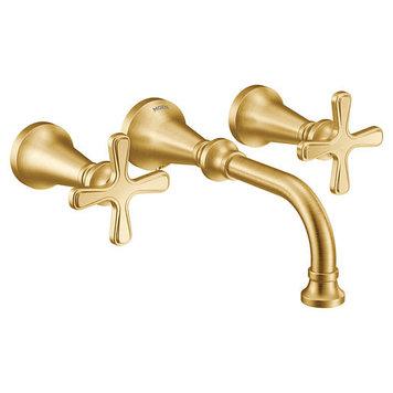 Moen Moen Colinet Brushed Gold Wallmount Lav Faucet Cross Handles TRIM ONLY