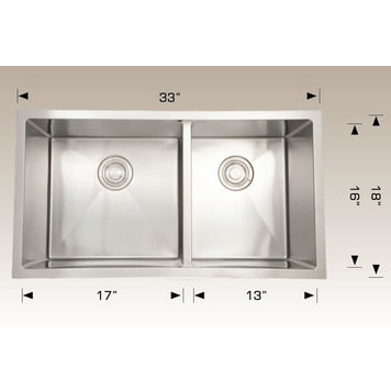 Bosco Bosco 33"x18"x9" 60/40 Double Bowl Stainless Steel Undermount Kitchen Sink
