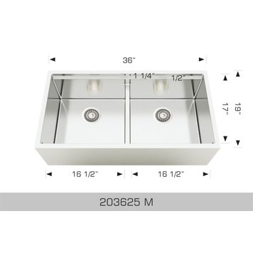 Bosco Bosco 36"x19"x9.5" 16-Gauge Stainless Steel Apron Front Sink