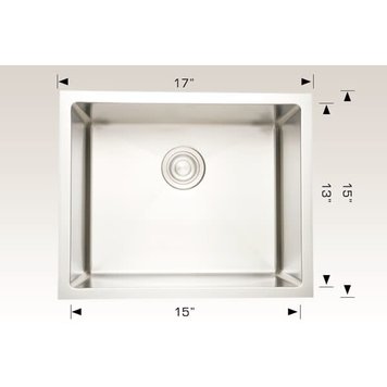 Bosco Bosco 17"x15"x9" Single Bowl 16-Gauge Stainless Steel Undermount Kitchen Sink PLUS