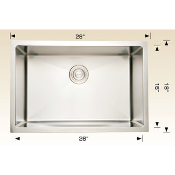 Bosco Bosco 28"x18"x10" Single Bowl 16-Gauge Stainless Steel Undermount Kitchen Sink- PLUS