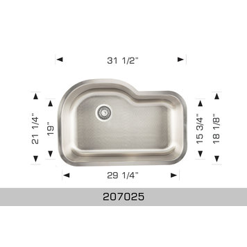 Bosco Bosco 31.5"x21.25"x9" Single Bowl Stainless Steel Undermount Kitchen Sink