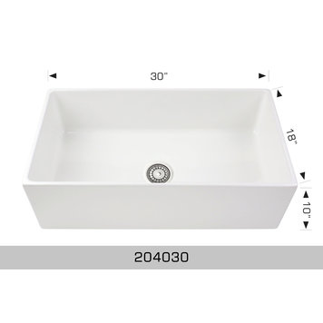 Bosco Bosco 30"x18"x9.5" Single Bowl Apron Front Ceramic Kitchen Sink