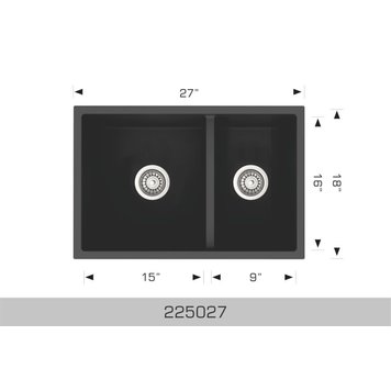 Bosco Bosco 27"x18"x9" 60/40 Double Bowl Granite Undermount Kitchen Sink