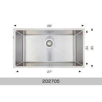 Bosco Bosco 29"x18"x5.5 ADA Single Bowl Stainless Steel Undermount Kitchen Sink