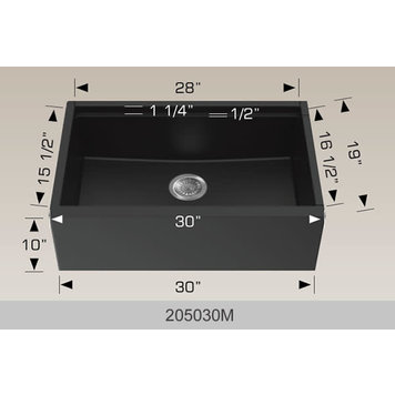 Bosco Bosco 30"x19"x9.5" Single Bowl Apron Front Granite Kitchen Sink