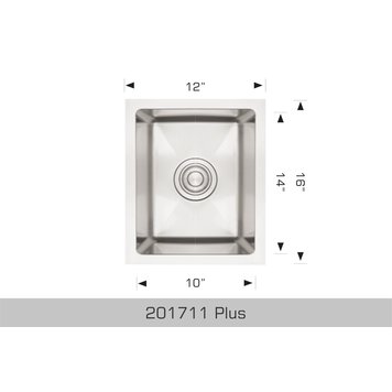 Bosco Bosco 12"x16"x8" 16-Gauge Stainless Steel Undermount Bar Sink