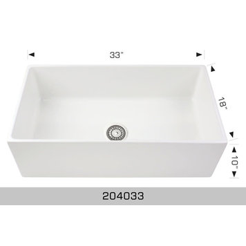 Bosco Bosco 33"x18"x9.5" Single Bowl Ceramic Apron Front Kitchen Sink