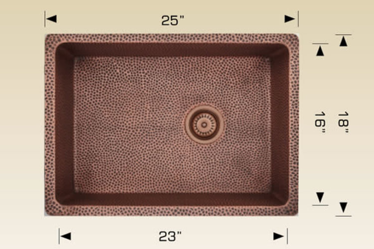 Bosco Bosco 25"x18"x8.5" Single Bowl Copper Undermount Sink